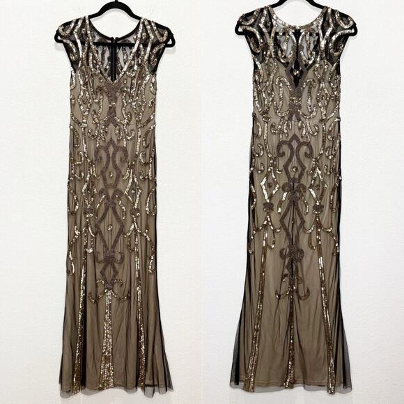 NWOT Aidan Mattox Beaded Mesh Dress - Picture 3 of 15